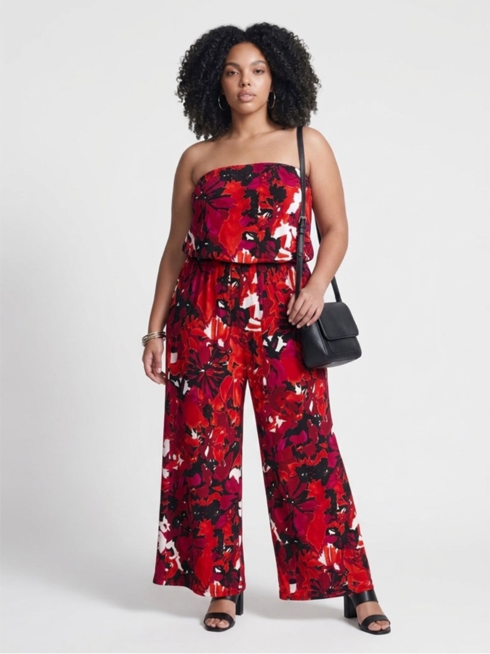 Strapless Red Floral Wide-Leg Jumpsuit No pockets!